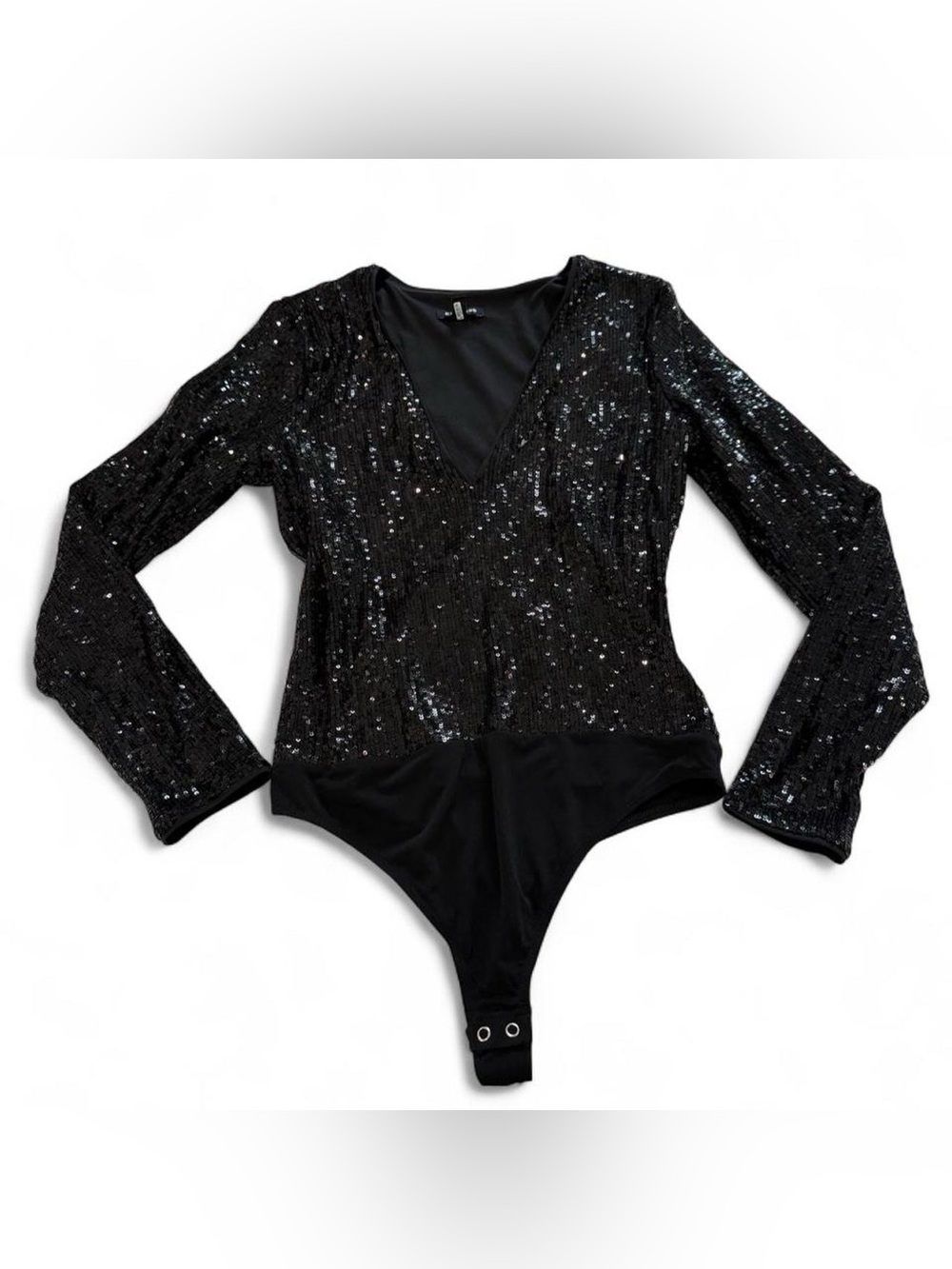 Express Black Sequin Long Sleeve Bodysuit